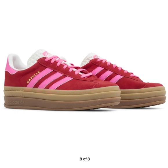 Adidas Women's Gazelle Bold Red and Pink Sneakers - Picture 1 of 3